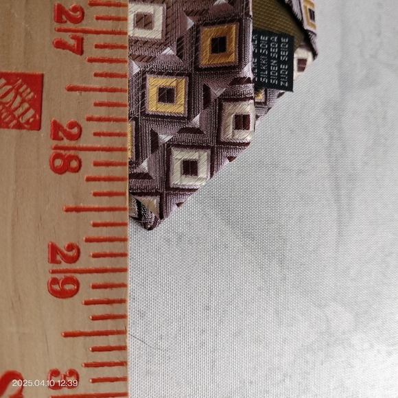 Luciano Gatti Elite Geometric Patterned Tie Necktie Silk Lilac Brown Gold Formal - Picture 6 of 10